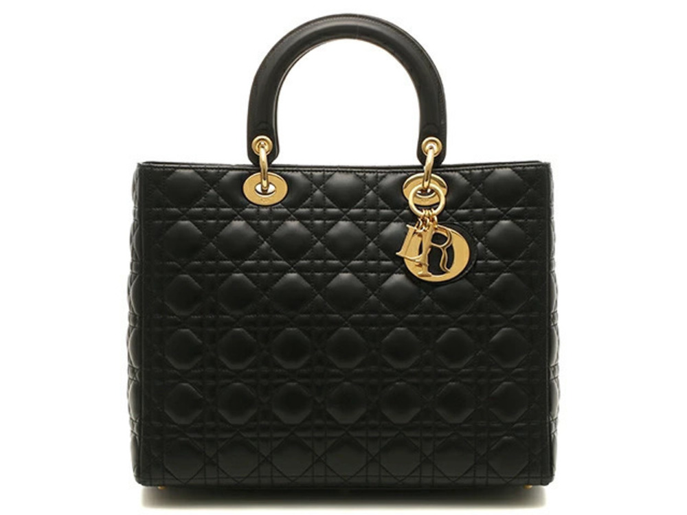 Christian Dior Lady Tote Bag Black Calfskin